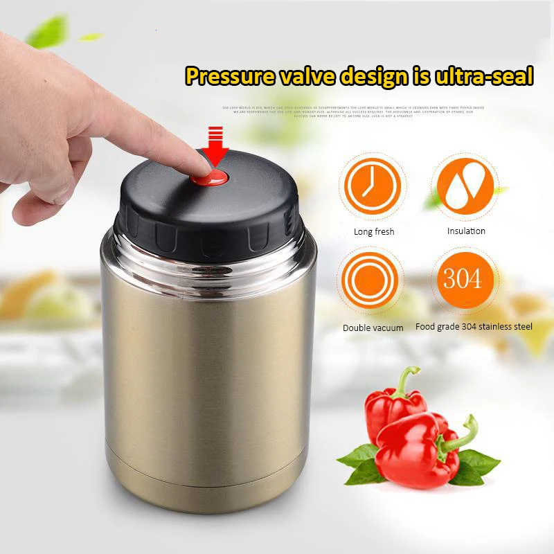 

800ml/1000ml New Thermos Bento Lunch Box Portable Food Insulated Lunch Box Container Vacuum Flasks Thermos Cup Mugs For Kids