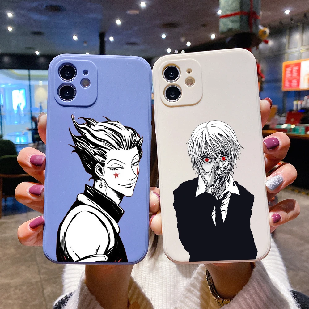 

HUNTER X HUNTE Hisoka Killua Square Liquid Silicone Phone Case For iPhone 14 11 12 13 Pro Max Mini X XS XR 7 8 Plus DIY Cover