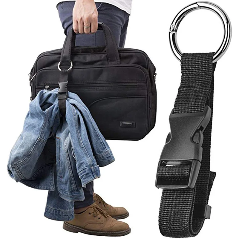 

Portable Black Nylon Anti-theft Luggage Strap Holder Gripper Add Bag Handbag Clip Use To Carry Multitool