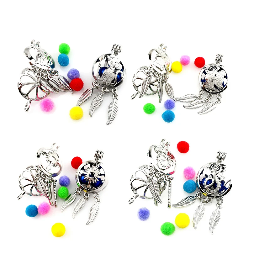 1PC/Lot Dreamcatcher Snow/Cat/Elephant Beads Cage Jewelry Making Essential Oil Diffuser Pearl Locket Pendant Necklace Gifts - купить по