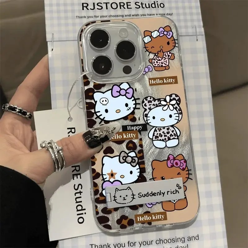Leopard Slips KT Cat Network Red Large Hole Suitable For Apple 16Pro Max Phone Case 12 New Style iPhone 13 Anti-Fall 11