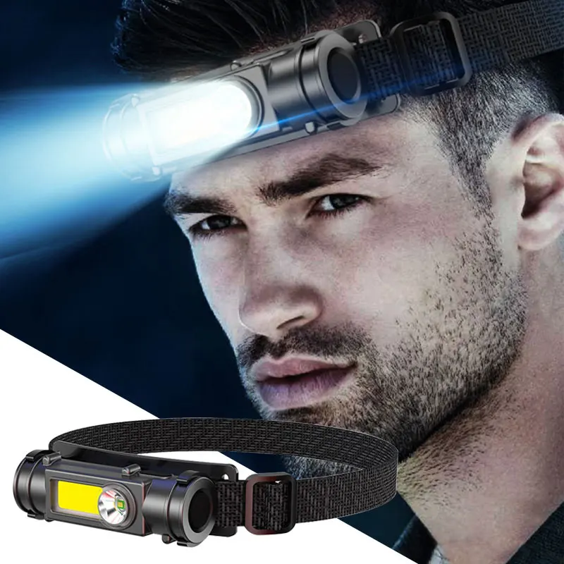 Portable Powerful LED Headlamp Waterproof USB Rechargeable Super Bright Magnet Head Lamp Torch Camping Fishing Flashlight