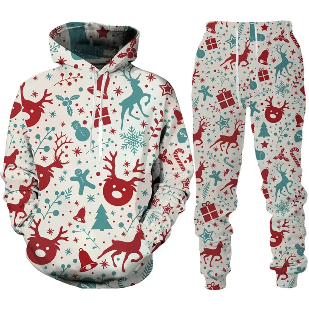 

2023 New Year Christmas Santa Claus 3D Printed Hoodies Pants Tracksuit Set Novelty Couple 2 Piece Suit Party Streetwear Clothing