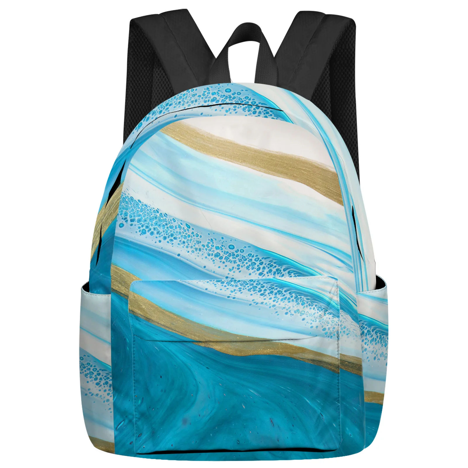 

Blue Gradient Texture Marbling Feminina Backpacks Teenagers Student School Bags Laptop Backpack Men Women Female Travel Mochila