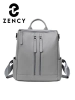 zency genuine leather backpack for female simple fashion school bag a4 laptop satchel women travel rucksack notebook shoulder