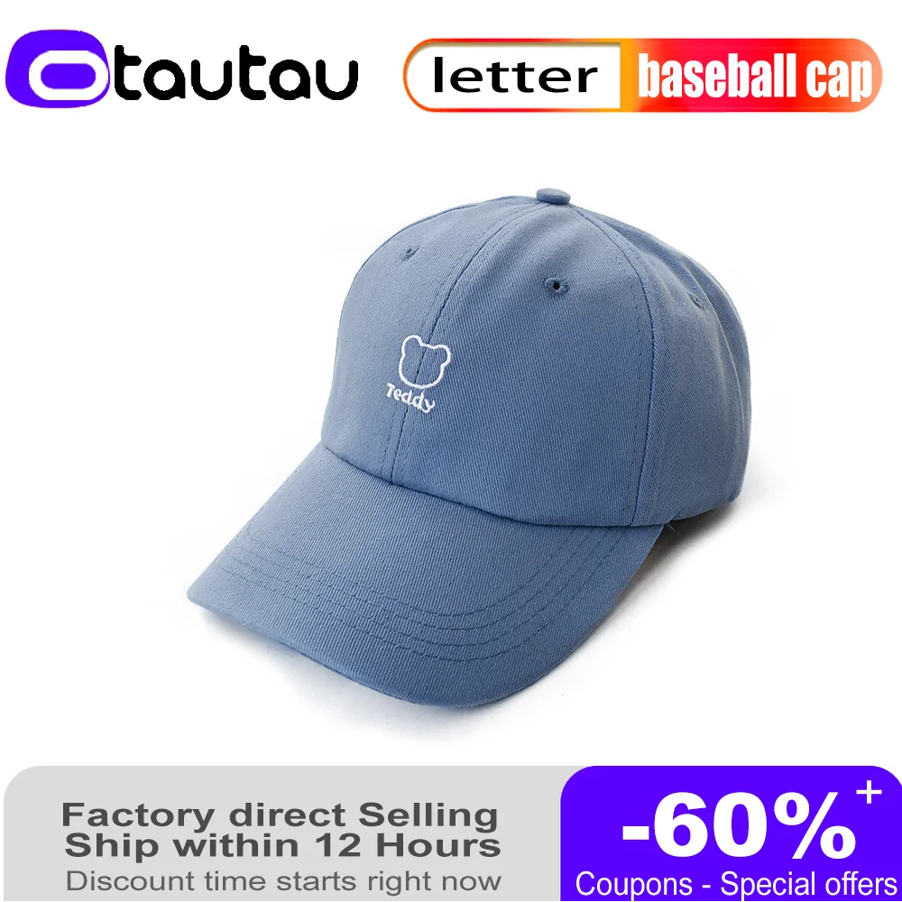 

2022 New Men's and Women's White Bear Embroidered Peaked Cap Japanese Casual Blue Curved Brim Shade Baseball Cap