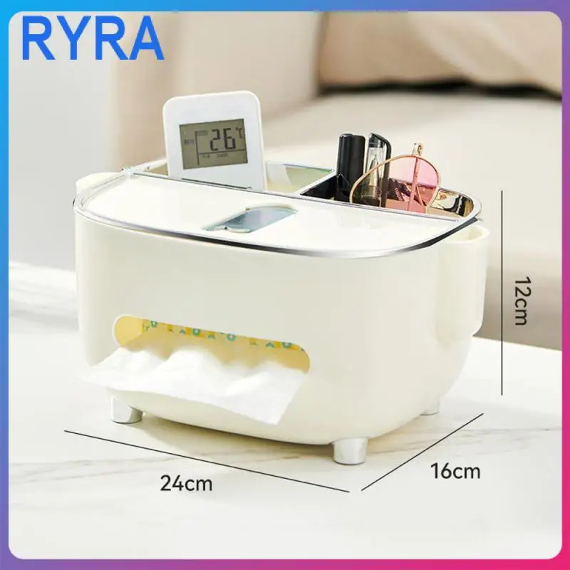 

Creative Multifunctional Tissue Box Storing Items Simple And Luxurious Remote Control Storage Box Paper Drawer Storage Box White