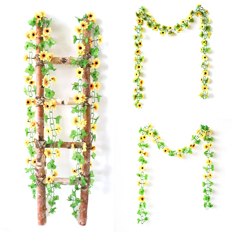 

Artificial Plants Sunflower Rattan Fake Artificial Small Daisy Flower Vine Home Indoor Air Conditioner Decorative Winding Vine