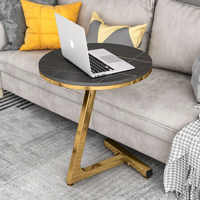 

Современный Круглый Кофейный столик для гостиной, мраморный роскошный черный стол, набор золотых напольных мешков для декора комнаты