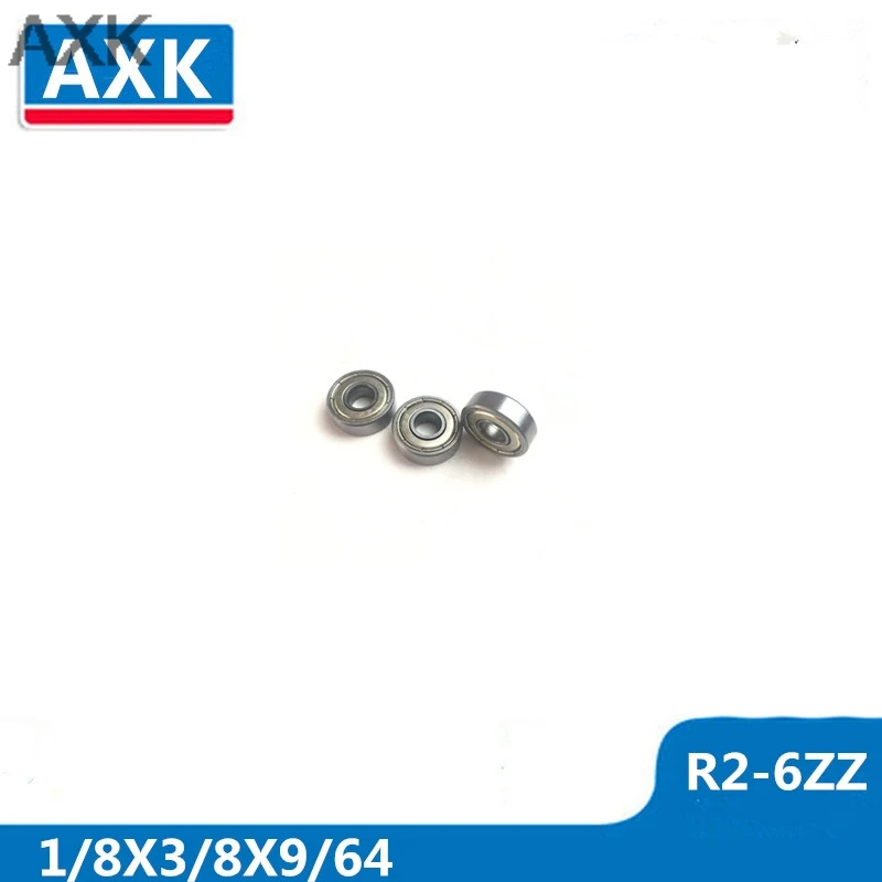 

AXK 10PCS R2-6ZZ Bearing 1/8"x3/8"x9/64" inch Miniature R2-6 ZZ Ball Bearings