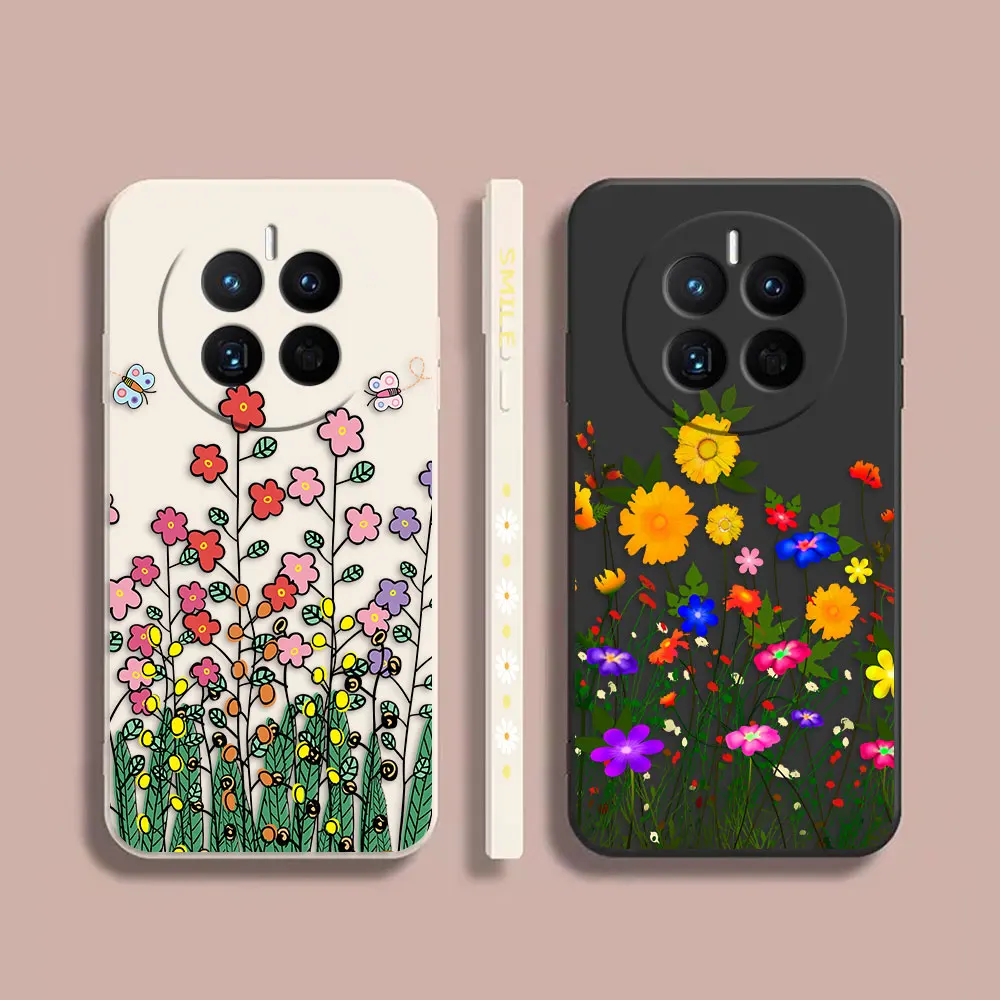 

Case For Huawei MATE 10 20 20X 30 40 50 P40 P50 P60 PRO PLUS Colour Simple Liquid Silicone Case Small Flower Fresh