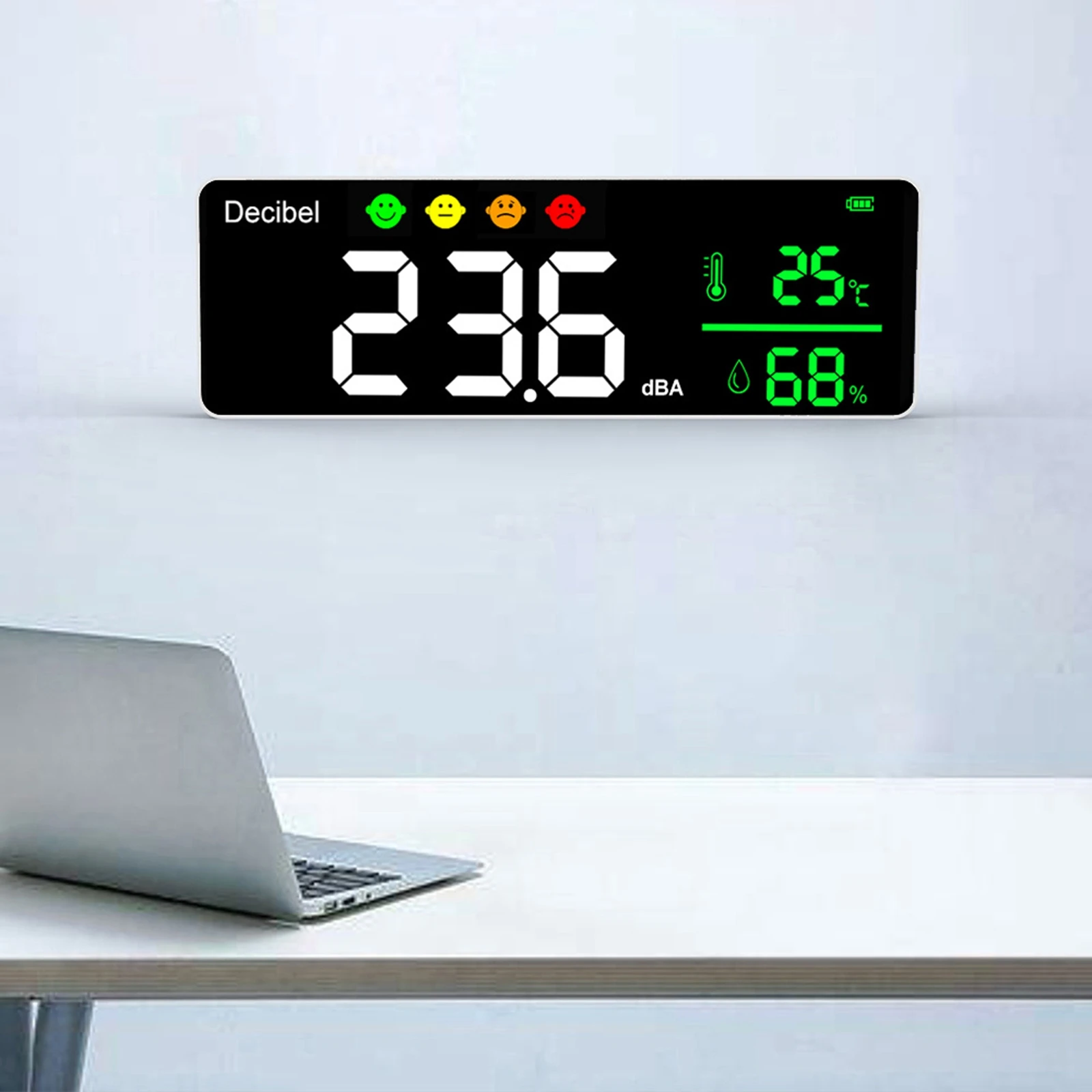 

DM1306D Smart Wall Mounted Noise Detector 30-130dB Digital Decibel Sound Meter Homehold Temperature and Humidity Monitor