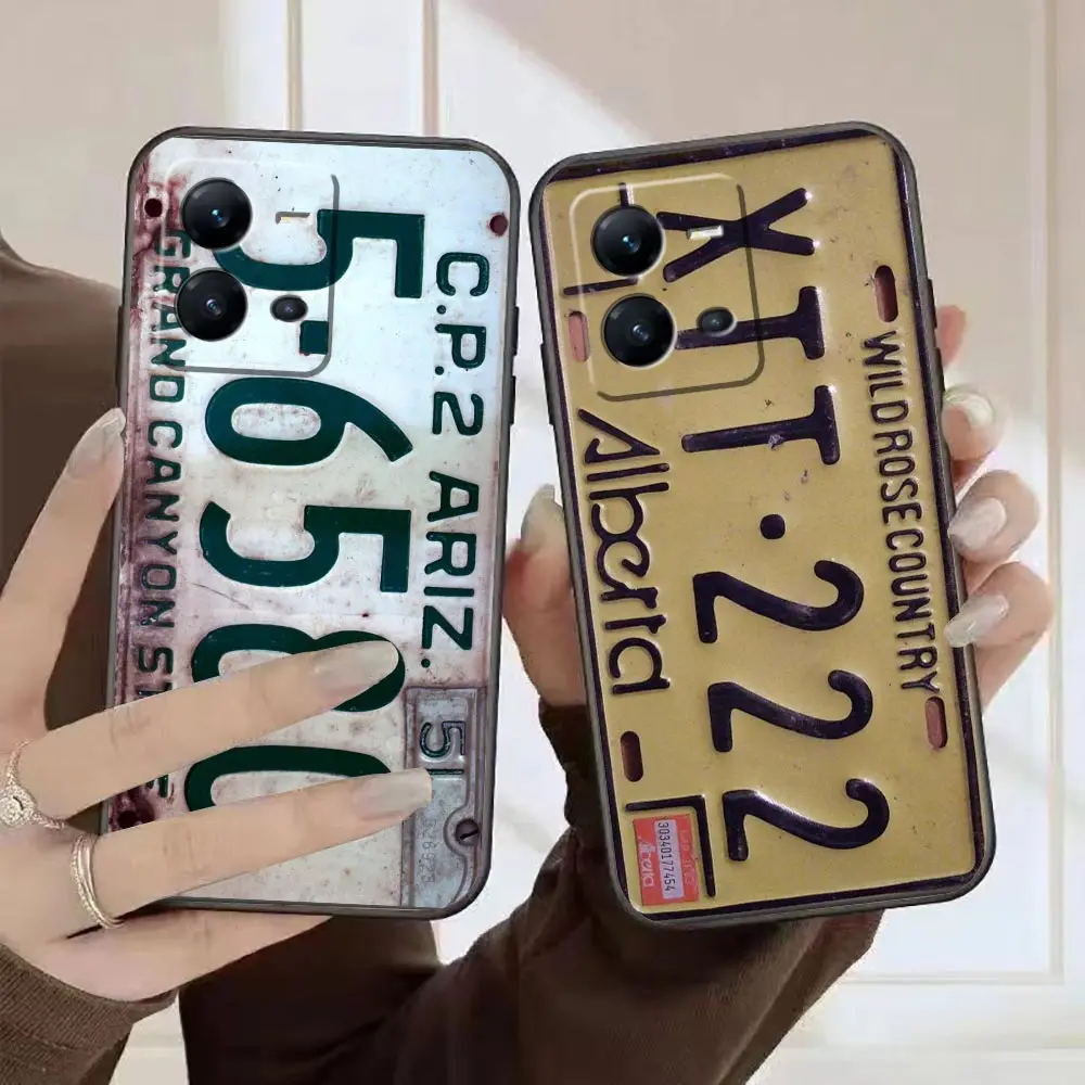 

Case For VIVO X90 X80 X70 X60 X50 X27 X23 X21 X20 Plus V25 V23 V23E V21 V21E V20 SE Pro 5G Case Nostalgic Classic License Plate