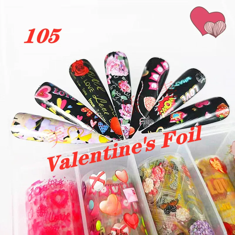 

Colorful Nail Sticker Valentines Love Flower Nail Art Transfer Foil Sticker Starry Paper Decals Nails Manicure DIY Accessories