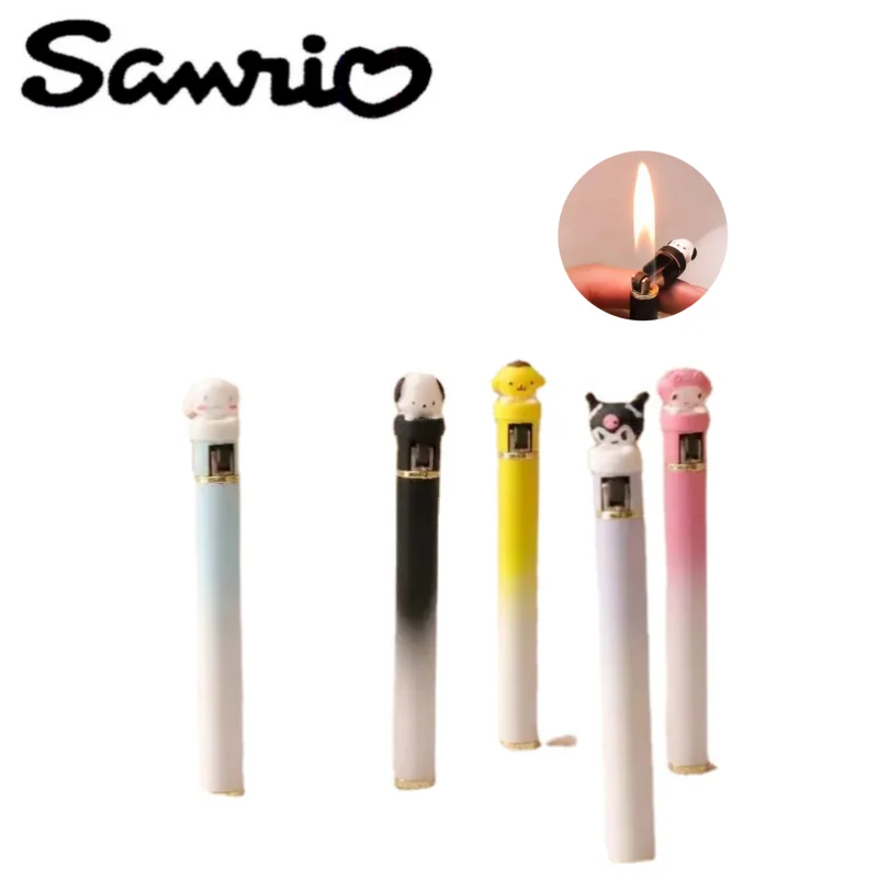 Sanrio Anime Peripheral Kawaii Kulomi Cinnamon Roll Inflatable Lighter Gradient Color Cartoon Cigarette Lighter Gift Wholesale