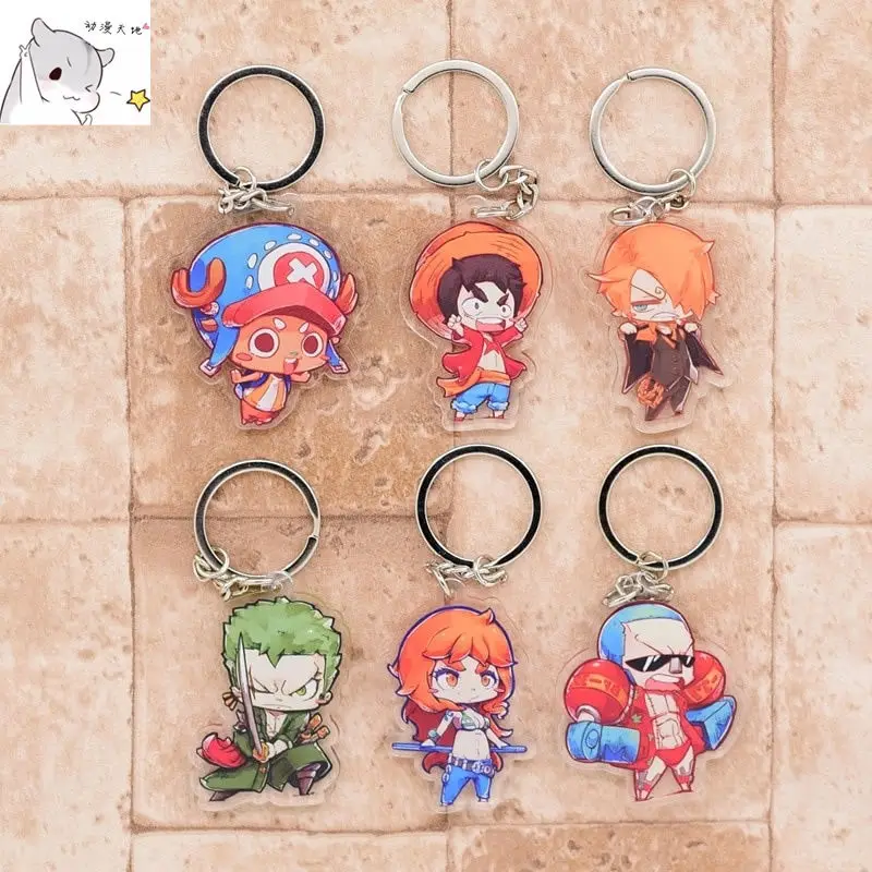 

One Piece Cartoon Acrylic Double-Sided Pendant Luffy Zoro Sanji Ace Sabot Chopper Keychain