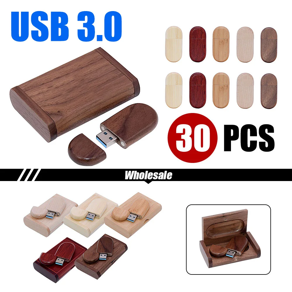 30 шт./лот (бесплатный логотип) высокоскоростной флэш-накопитель USB 3.0 деревянный 8