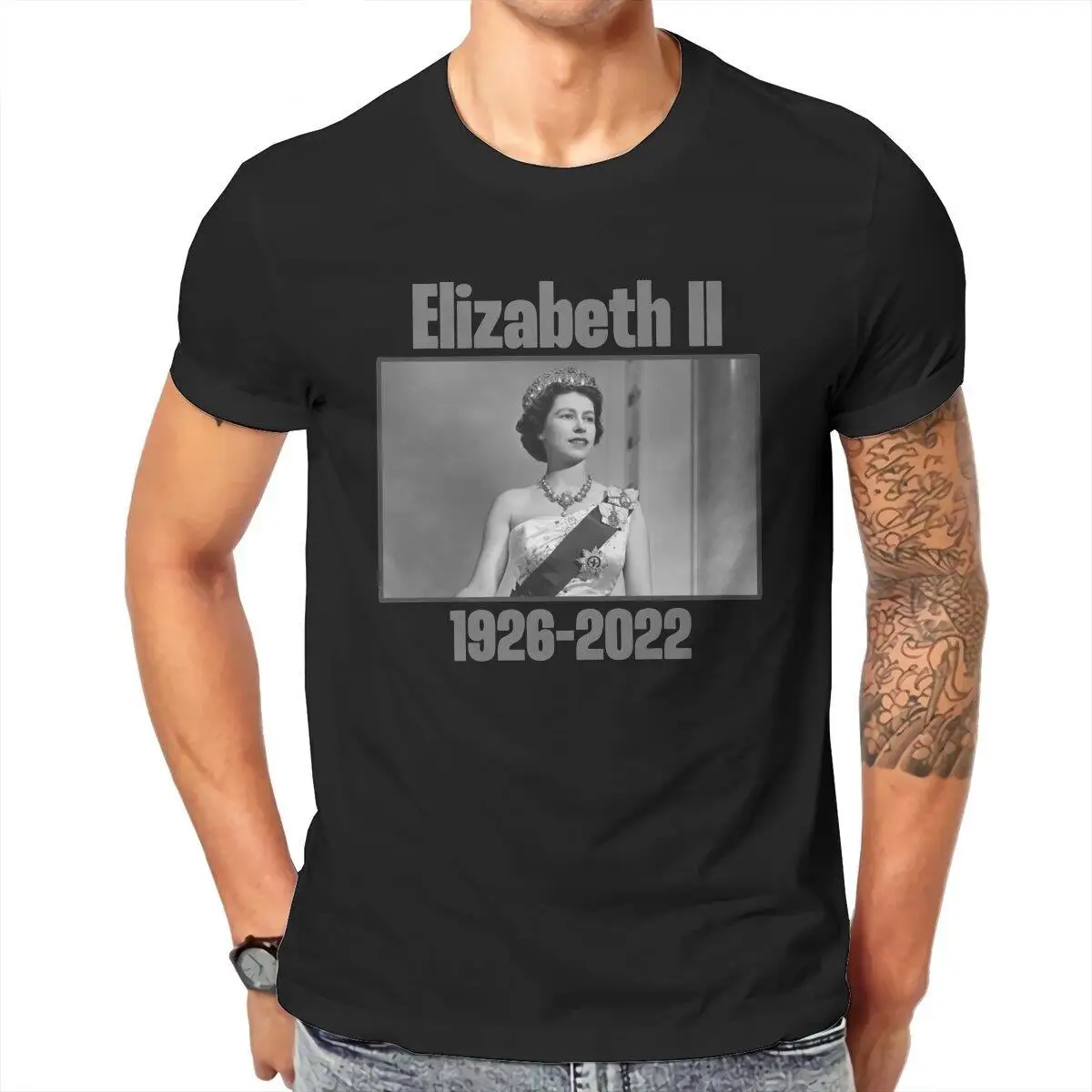 Elizabeth II 1926-2022 T Shirts Men's  100% Cotton Novelty T-Shirts Round Collar  Tee Shirt Short Sleeve Clothing Graphic