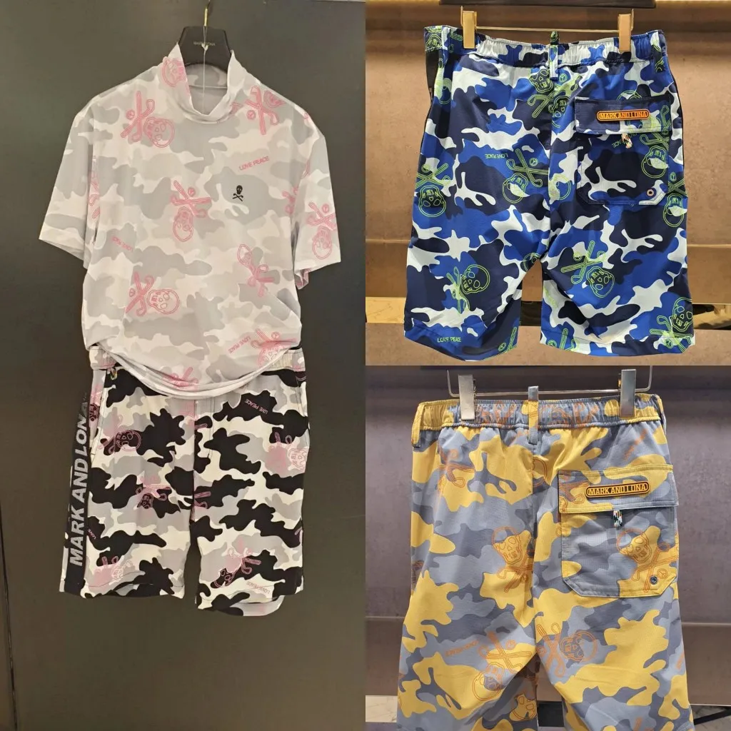 

Korean Golf Men's Shorts Summer Fashion High-end Sports Skull Camouflage Trousers Men's Five-point Pants 남자의 골프 바지