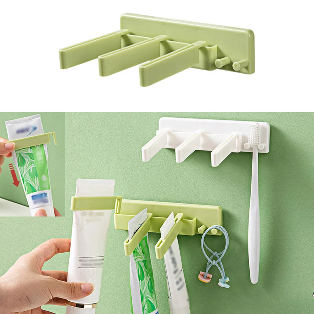 

Toothbrush Holder Automatic Toothpaste Dispenser Wall Mount Toothpaste Squeezer Storage Rack Organizer Bathroom Accessories