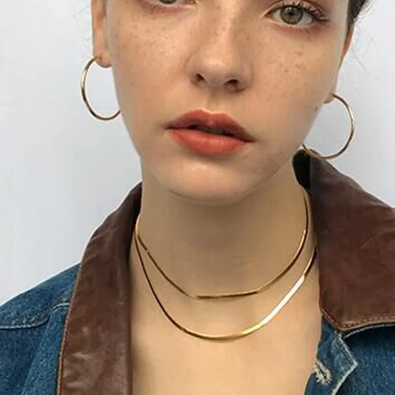 

Simple Thin Snake Chain Golden Necklace 2022 New Arrival Stainless Steel No Fade Double Layers Chains Bracelets Wholesale Party