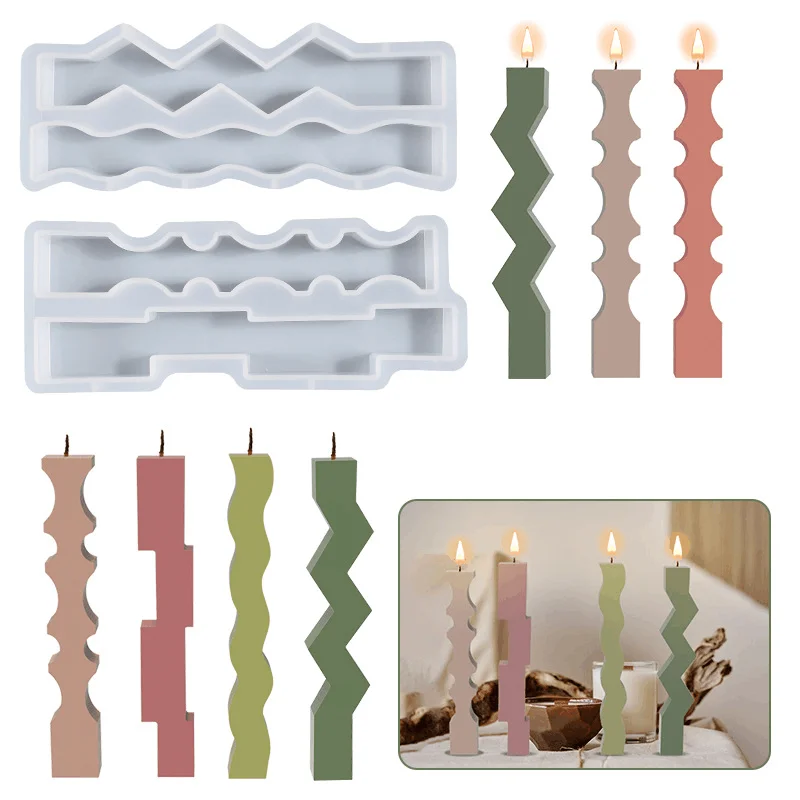 

3D Creative Wavy Strip Candle Silicone Mold Epoxy resin DIY Geometric Aromatherapy Irregular Handmade Soap Clay Plaster Mould