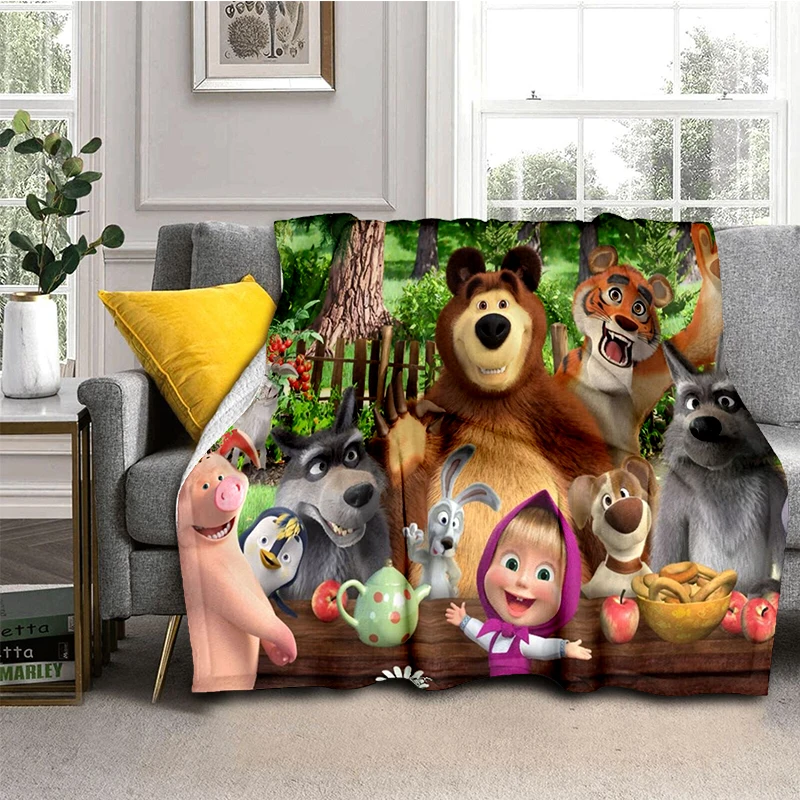 

MINISO 3D плед M-Masha and B-Bear мультфильм полиэстер/хлопок