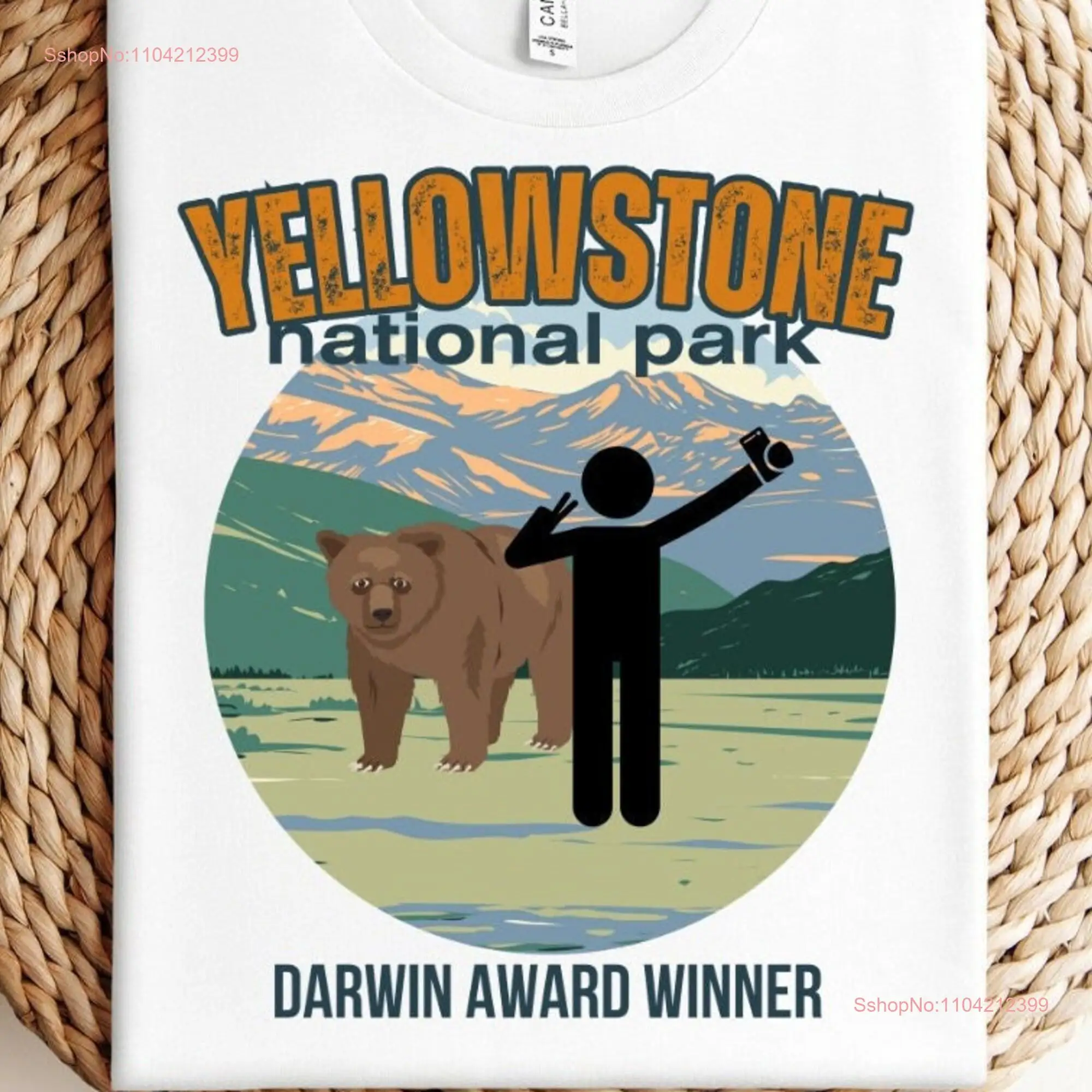 Забавная футболка с национальным парком Йеллоустона для селфи медведем Дарвина