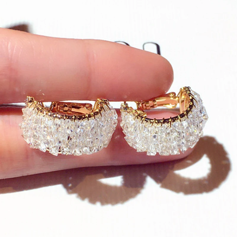 

Uilz Luxury Super Shine Rhinestone Stud Earrings for Women Charm Exquisite Female Wedding Trendy Jewelry Earrings Gift