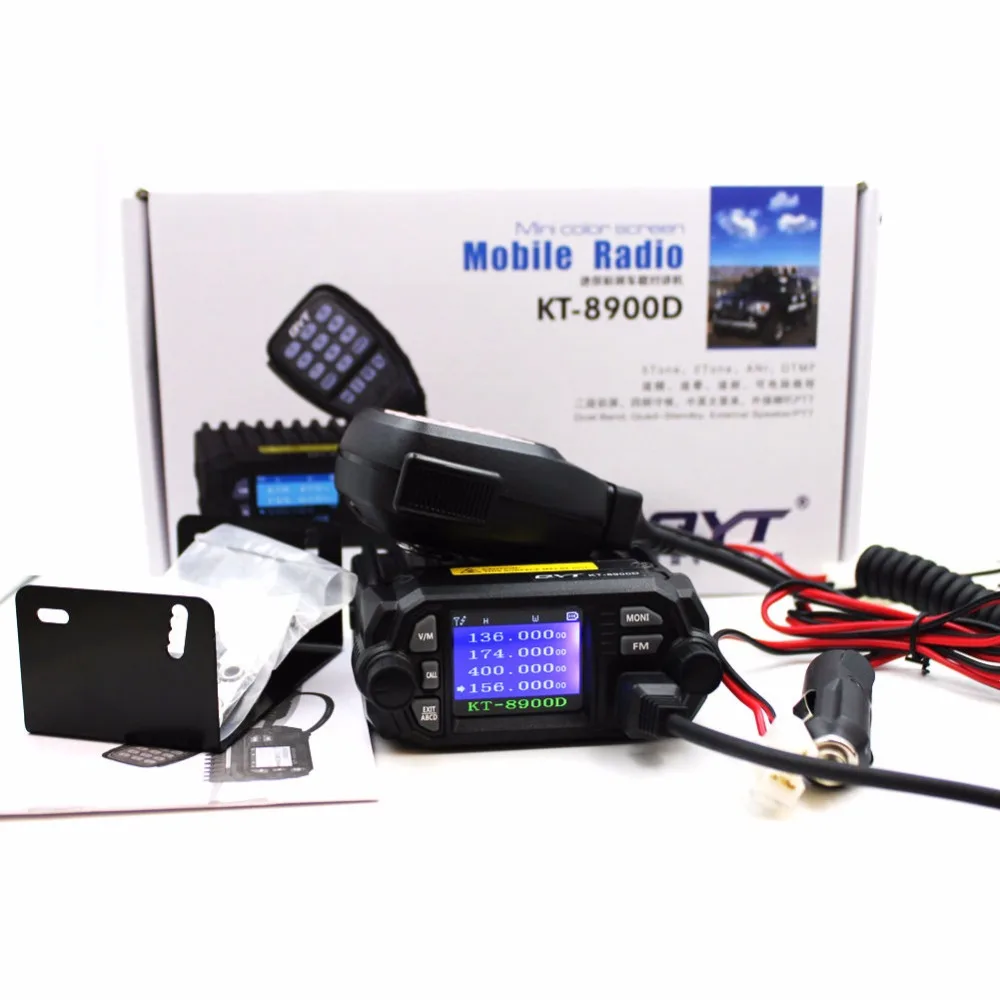 QYT KT-8900D 25W Mini Mobile Two Way Radio Dual band 136-174&400-480MHz Quad Display FM Transceiver KT8900D With Antenna enlarge