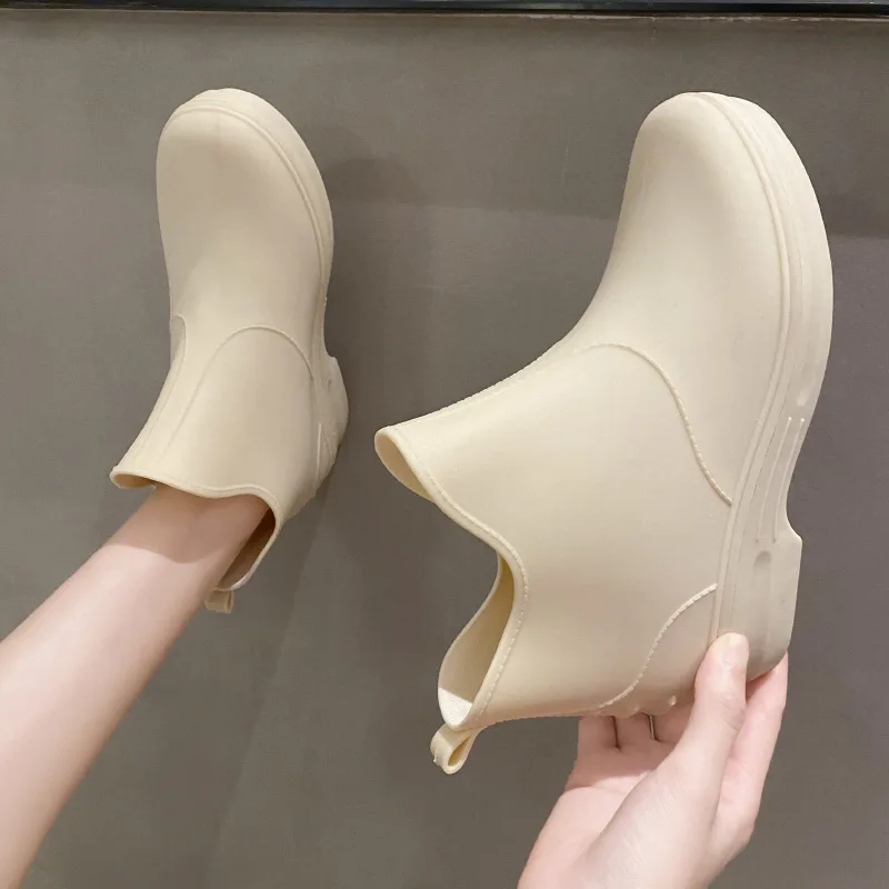 New 2023 Women Short Ankle Rain Boots Waterproof Acdemic Style Rainboots Non-slip Water Shoes Wellies Boots