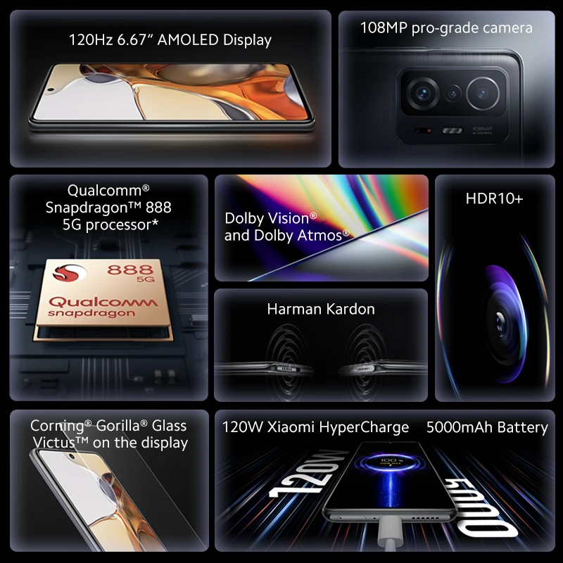 Najtaniej Globalna Wersja Xiaomi 11T Pro Smartphone 128GB/256GB Snapdragon 888 Octa Core 108MP Kamera 120Hz 120W HyperCharge