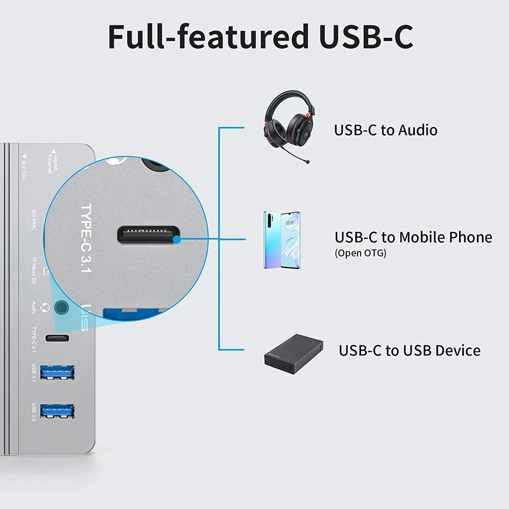 

Док-станция ACASIS 10 в 1, 10 Гбит/с, с M.2 NVME и SATA SSD