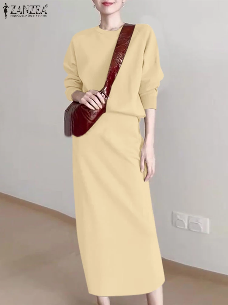 ZANZEA модные весенние комплекты рабочих платьев из 2 предметов женские наряды топы