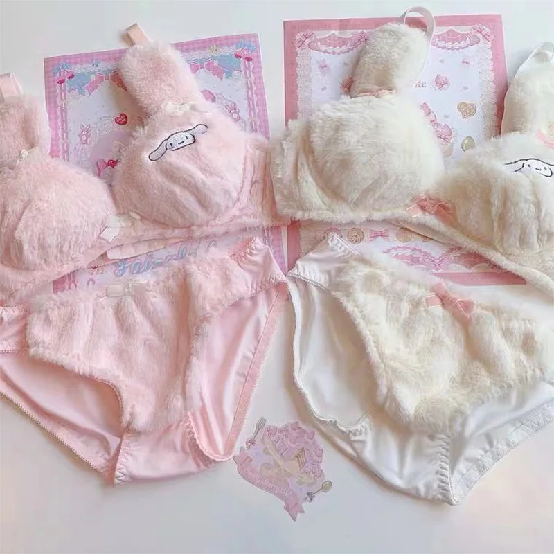 Kawaii Sanrio Hello Kitty Bra Sets Anime Women Sexy Lingerie