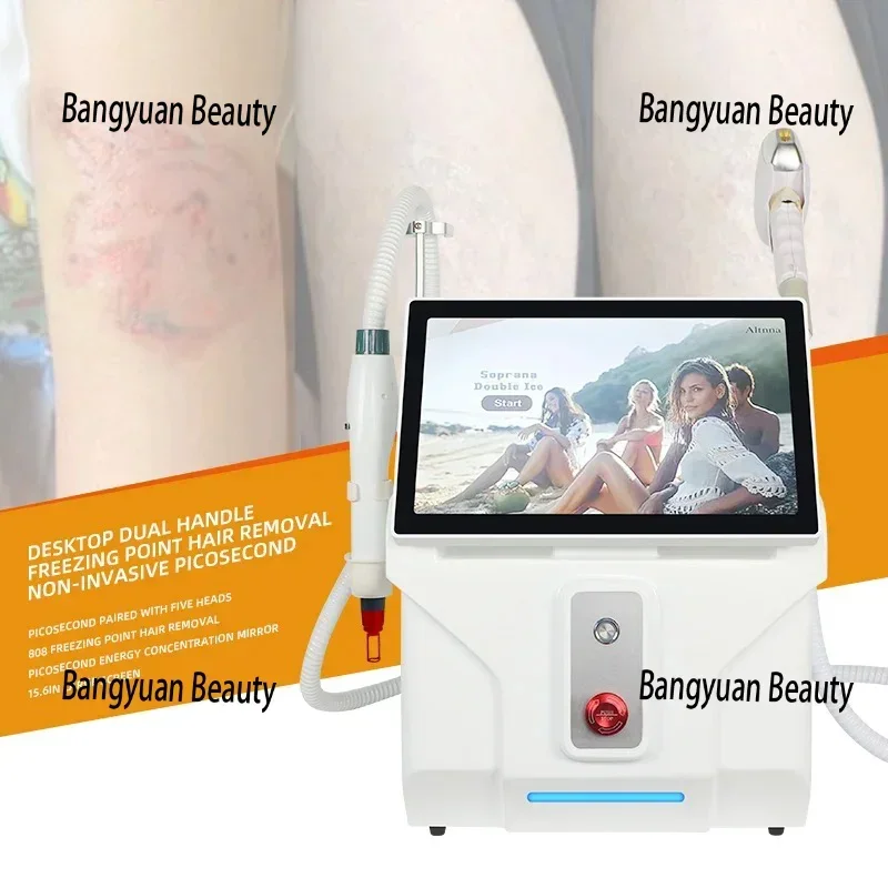 2 в 1 808 диодный лазер для волос Penghilang Permanen Q Switched Nd Yag Portabel 1064 Нм 1320 Месиновый Tato Picosec