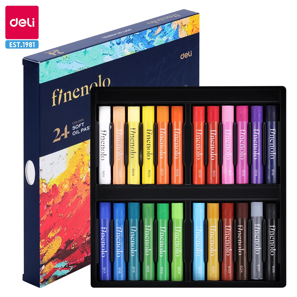 

Deli 12/24 Colors Fine Oil Pastel Wax Crayon for Kids Drawing Painting Set Artist Student School Stationery Art Supplies