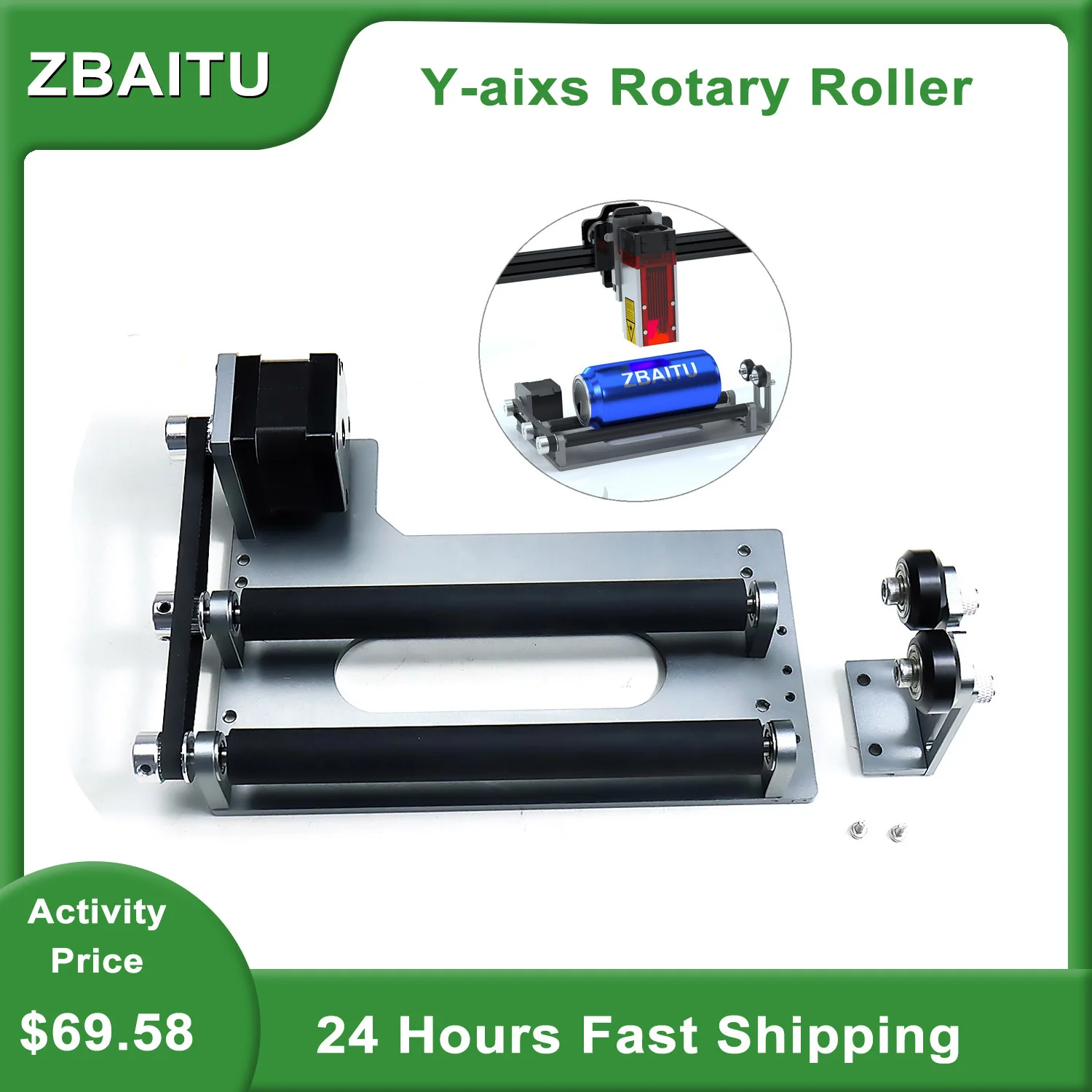 CNC Y-axis Laser Rotary Roller Wood Cutting Laser Engraver Engraving Module For DIY Cylindrical Objects Cans 360 Degree Rotating