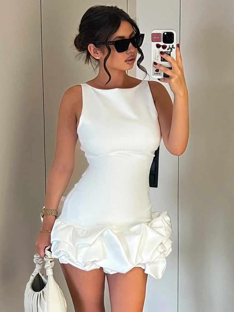 VJ.GOCHI белое платье из хлопка для женщин