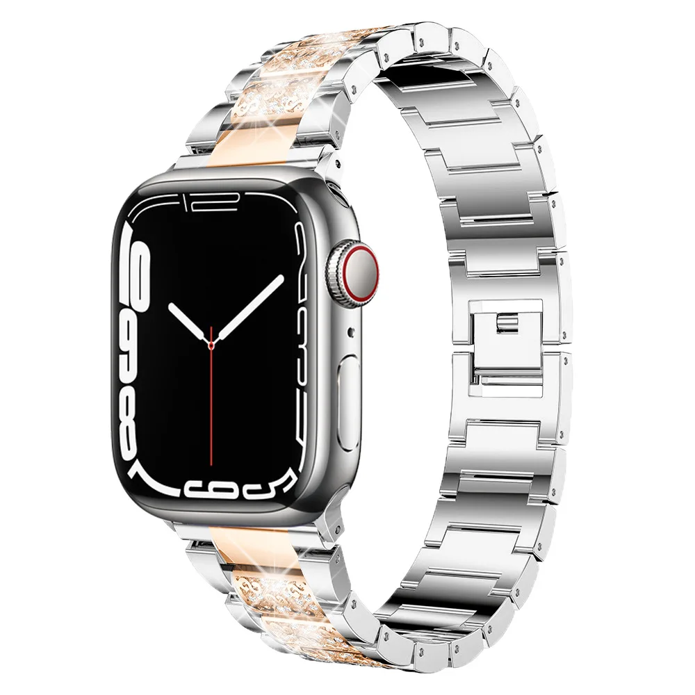 

Women Correa for apple watch band series 7 6 SE 5 4 3 41mm 40mm 45mm 44mm Metal Strap for iwatch band apple watch bling Bracelet