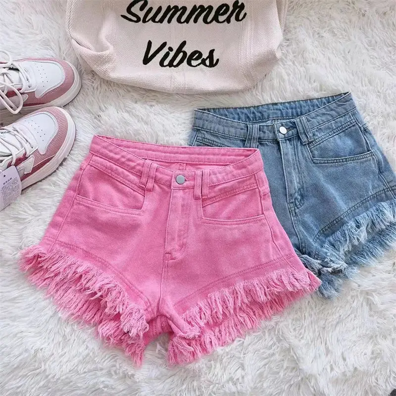 

Summer Tassel Denim Shorts Women's New Fashion Slimming Hot Girl A-line Wide-leg Pants Hot Girl Denim Shorts Women's Clothing