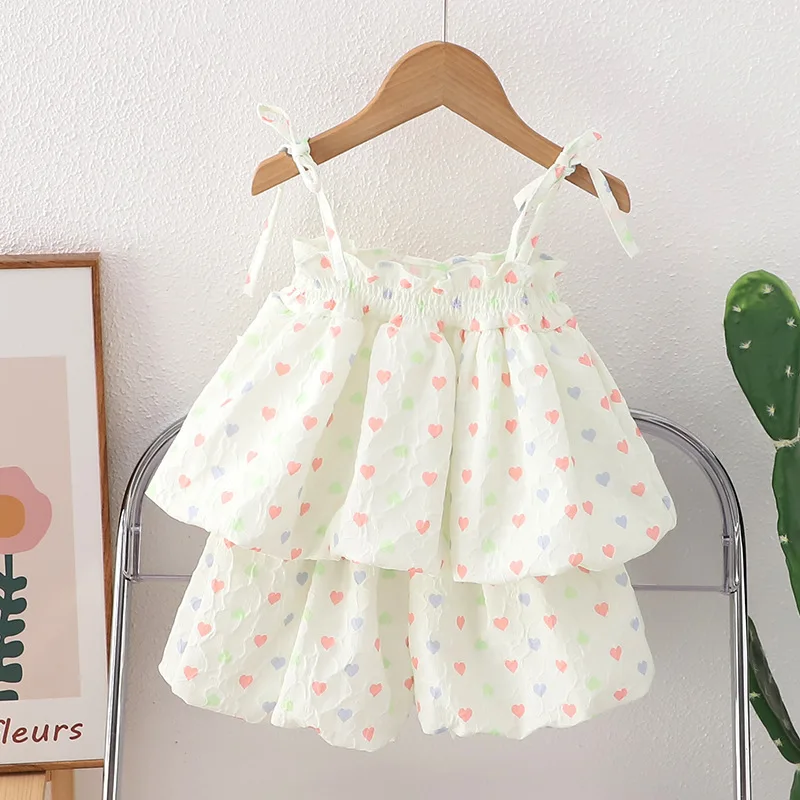 

Girls Clothing Sets Summer 2023 Children Princess Dress Tops Shorts 2pcs Beach Suit For Baby Girl Costume Kids 1-5 Years Outfits