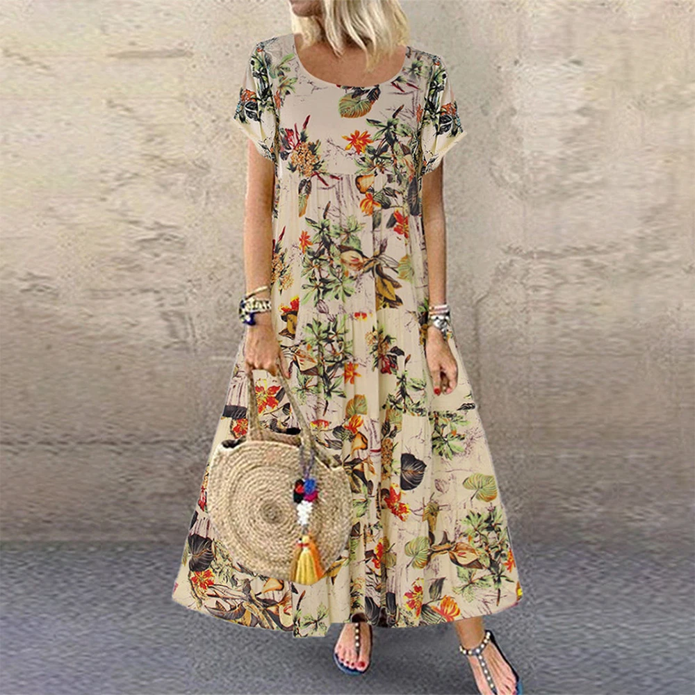 

Ladies Summer Floral Round Neck Dress