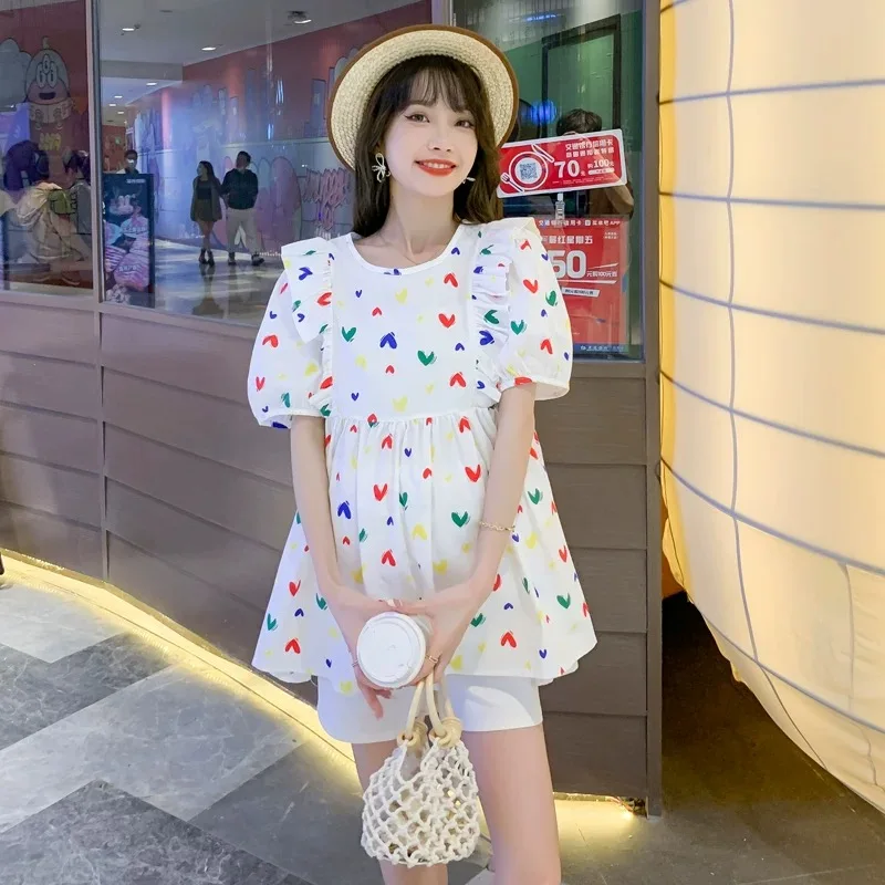 

Spring 2022 Maternity short sleeve shirt large size maternity dress2022