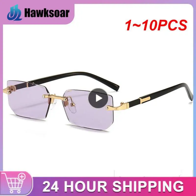 

Очки солнцезащитные без оправы UV400 для мужчин и женщин, Модные прямоугольные солнечные очки с градиентом, в стиле панк, без оправы, с защитой от ультрафиолета, 1-10 шт.