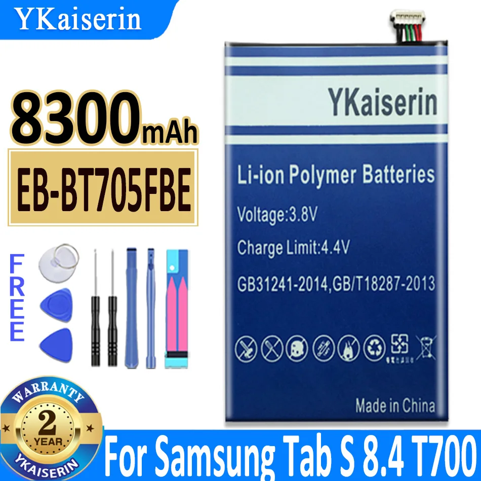 

YKaiserin Tablet Battery EB-BT705FBC EBBT705FBC For Samsung GALAXY Tab S 8.4 SM-T700 SM-T705 T705 Genuine Battery 8300mAh