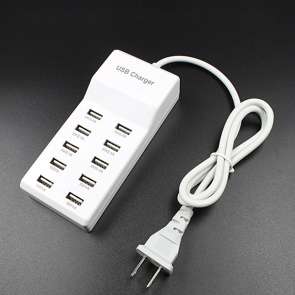 

10 Port USB Charger Fast Charge Power Strip Device Home Office Wall AC100~240V to DC 5V Adapter for Smartphone Tablets