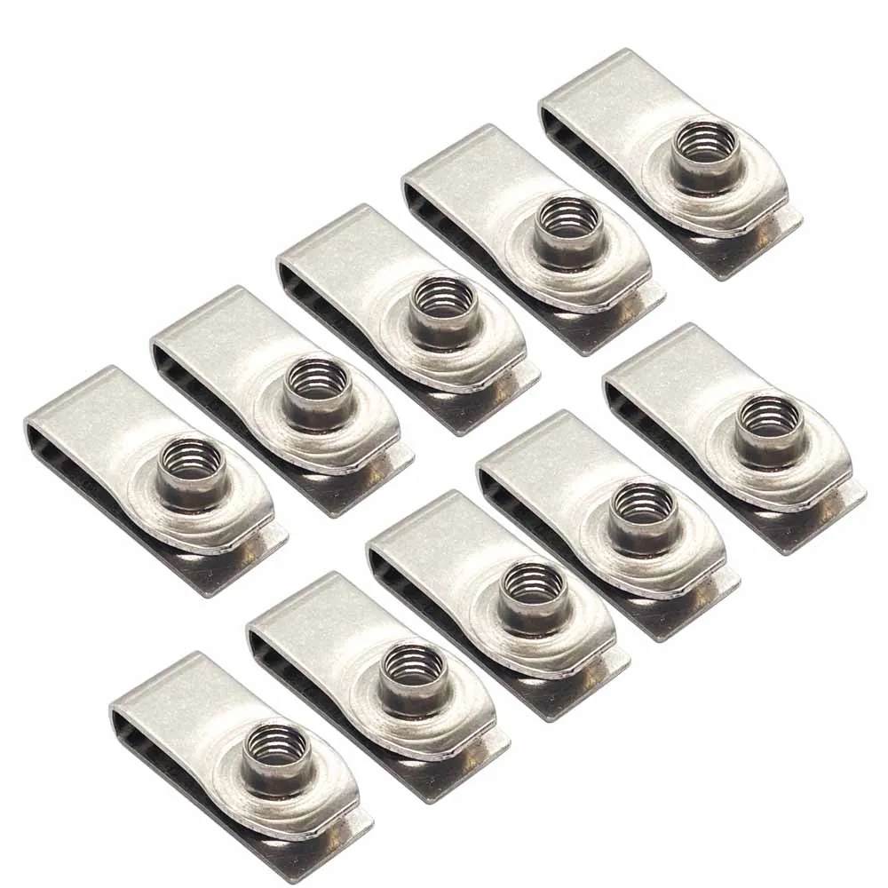 

10 шт. зажимы U-образного типа из нержавеющей стали расширенной длины с резьбой M8 M6 8 мм 6 мм, язычковая гайка, листовые пружинные гайки Q312 для автомобиля, мотоцикла