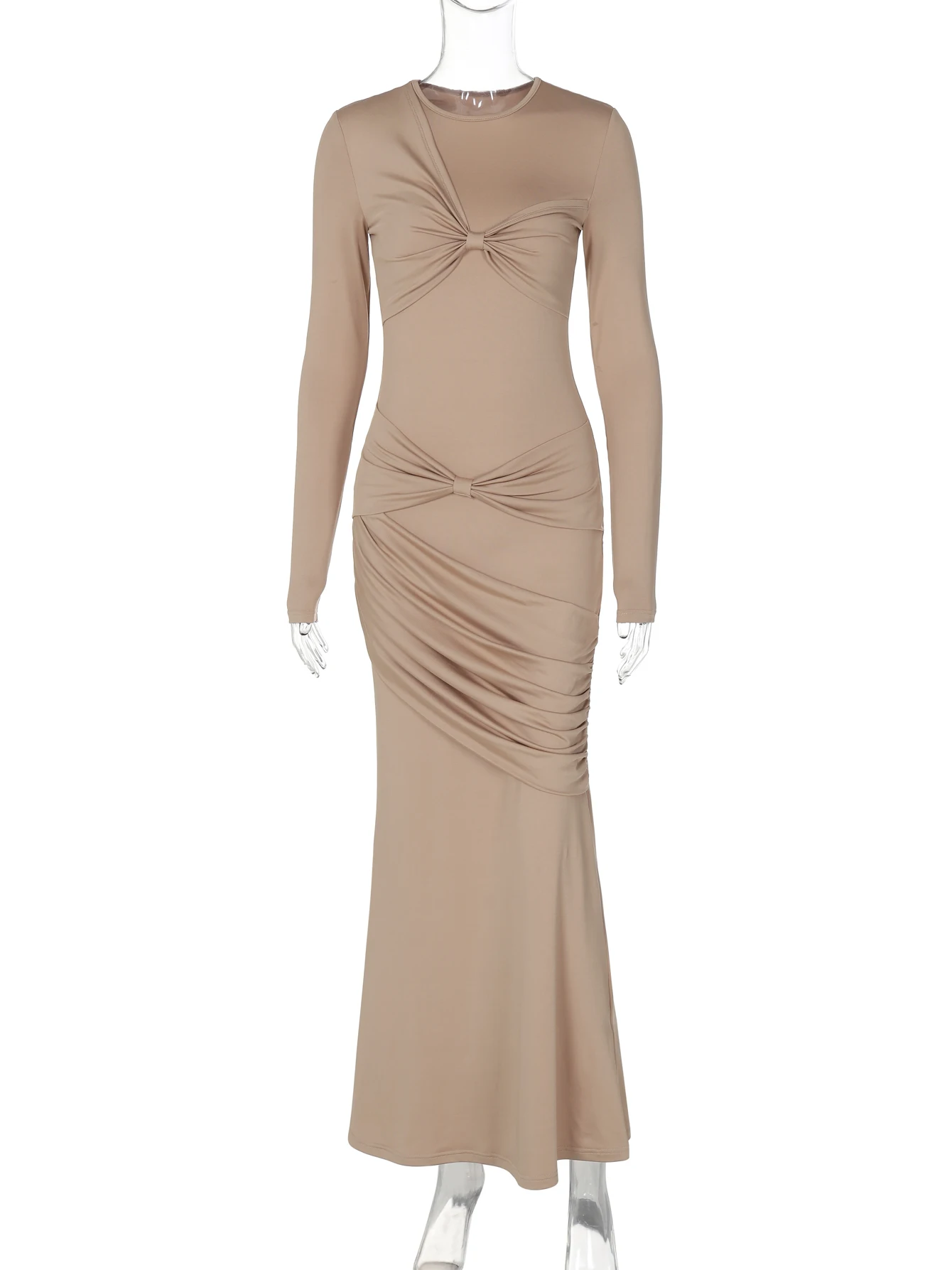 Женское весенне-осеннее облегающее платье Hawthaw Красное Длинное базовое с длинным