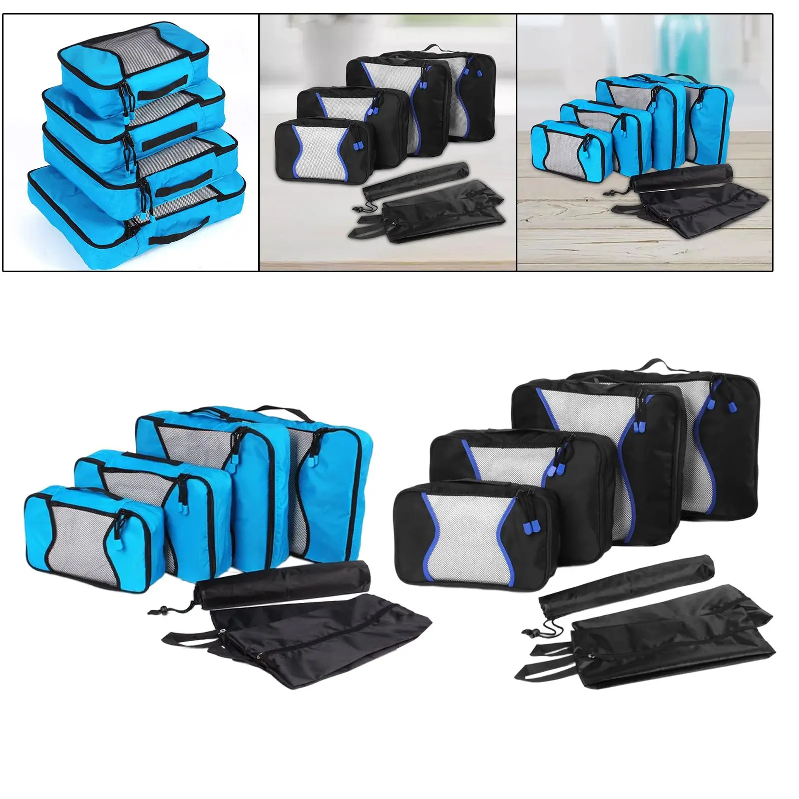 7 In 1 Luggage Packing Organizers Accessories Storage Bags Portable Lightweight for Keeping Organized Woman Man Clothes Shoes